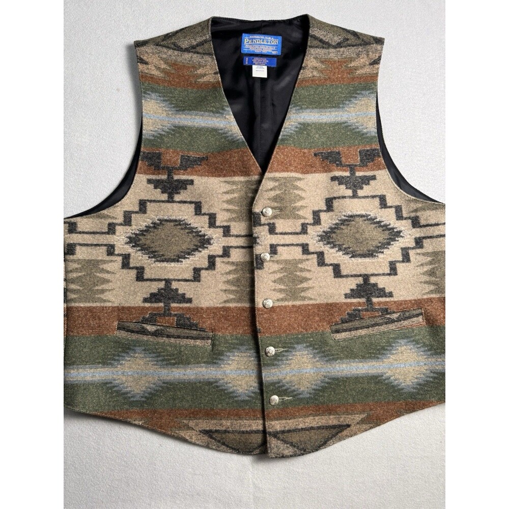 Pendleton High Grade Western Wear Vest Southwestern Aztec Wool Size XXL Lined